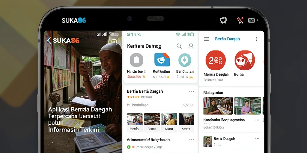 Tampilan antarmuka SUKA86 dengan berita daerah terkini.