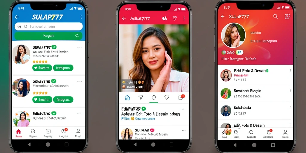 Antarmuka SULAP777 menampilkan pilihan filter Instagram yang menarik.